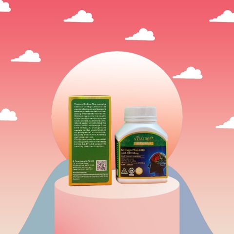 { Nhập Khẩu Chính Ngạch } Viên uống bổ não Vitatree Ginkgo Plus 6000 with Q10 50mg 60 viên