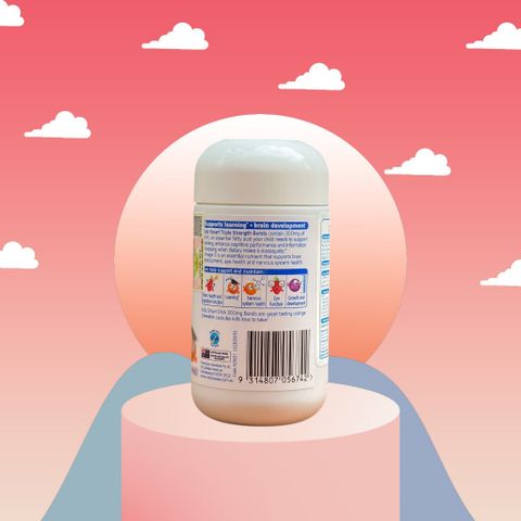 Viên Nhai Hỗ Trợ Phát Triển Não Bộ Nature's Way Kids Smart Bursts DHA 300mg - Bổ Não, Tăng Cường Trí Nhớ Cho Trẻ Em