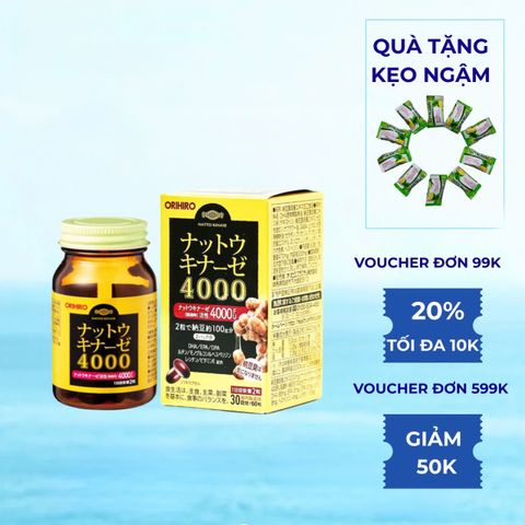 Viên Uống Orihiro Nattokinase 4000FU Japan Phòng Ngừa Đột Qụy 470mg
