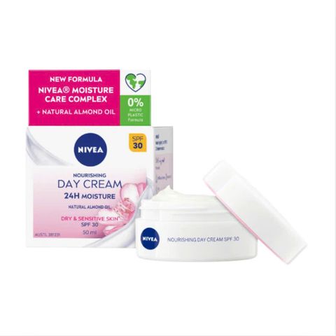 Kem Dưỡng Ngày Nivea Nourishing Day Cream SPF 30 - 50ml Cho Da Khô Nhạy Cảm, Dưỡng Ẩm Tối Ưu Và Bảo Vệ Nắng