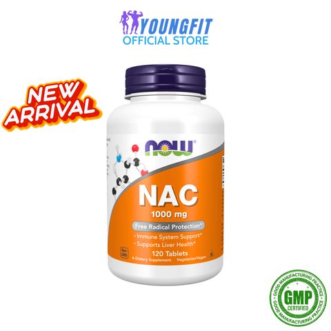 Viên Uống NAC 1000 mg NOW Foods Hỗ Trợ Giải Độc Gan & Tăng Cường Miễn Dịch - Hộp 120 Viên Nén từ USA