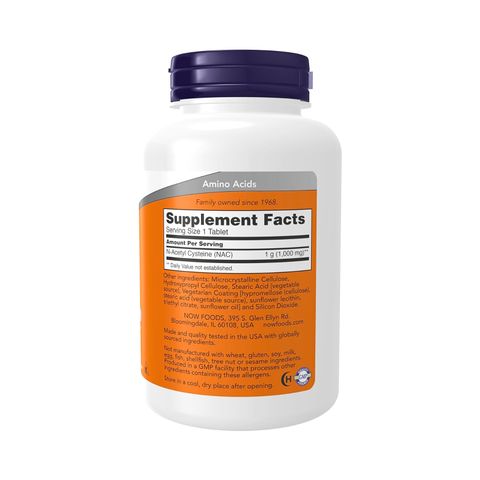 Viên Uống NAC 1000 mg NOW Foods Hỗ Trợ Giải Độc Gan & Tăng Cường Miễn Dịch - Hộp 120 Viên Nén từ USA