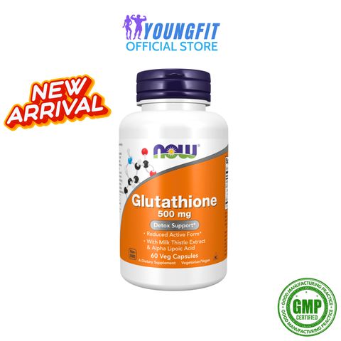 Viên Uống Glutathione NOW 500mg Chống Oxy Hóa Giải Độc Gan (Hộp 60 viên) - YoungFit
