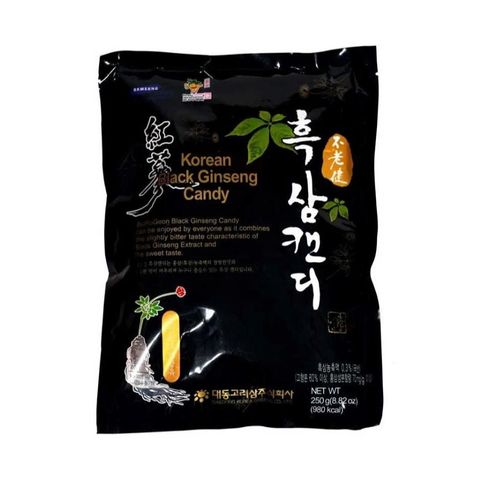 Kẹo Sâm Hàn Quốc Daedong 250g - Kẹo Hắc Sâm Giúp Tăng Cường Sức Khỏe, Giảm Stress và Căng Thẳng, Hương Vị Đậm Đà Chính Hãng