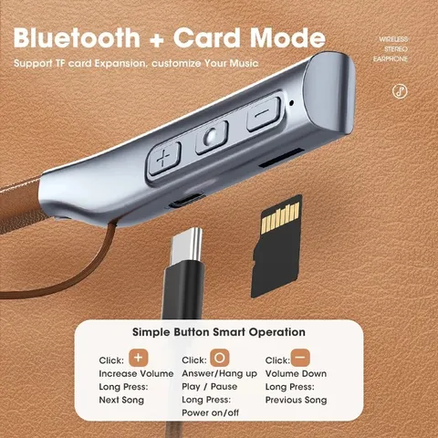 Tai Nghe Bluetooth V5.3 YY-706 Không Dây Đeo Cổ - Giảm Tiếng Ồn, Pin 400mAh, Thiết Kế Thể Thao, Hỗ Trợ Thẻ Nhớ
