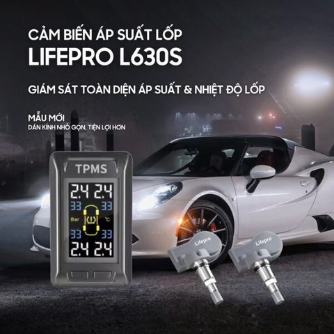 Cảm Biến Áp Suất Lốp Ô Tô Lifepro L630s - Giám Sát Áp Suất & Nhiệt Độ 4 Lốp, Màn Hình Kỹ Thuật Số LCD Rõ Ràng, Dễ Sử Dụng