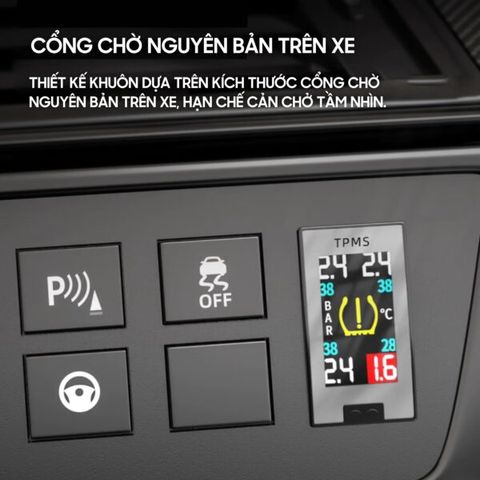 Cảm biến áp suất lốp ô tô Lifepro L632T - Giám sát áp suất và nhiệt độ cho xe Toyota, công nghệ mới, màn hình LCD rõ nét.