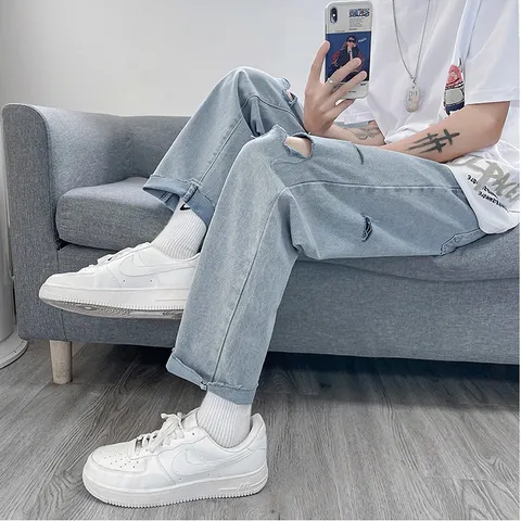 Quần Jean Baggy Rách Gối Unisex Nam Nữ - Thời Trang Giá Rẻ, Địa Chỉ Mua Sắm Uy Tín, Nhiều Size Lựa Chọn