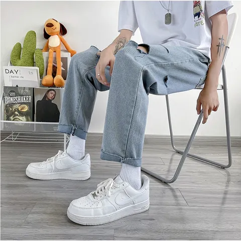 Quần Jean Baggy Rách Gối Unisex Nam Nữ - Thời Trang Giá Rẻ, Địa Chỉ Mua Sắm Uy Tín, Nhiều Size Lựa Chọn
