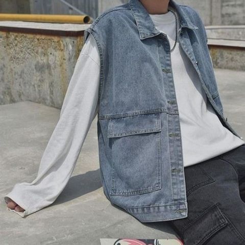 Áo Jean Ghi Lê Unisex Form Rộng Hàn Quốc - Thời Trang Đường Phố Nam Nữ 2021 - Thiết Kế Đơn Giản, Cá Tính