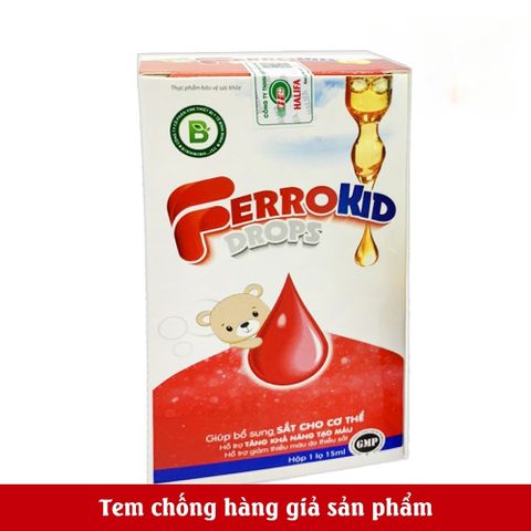 Siro FerroKid Drops Bổ Sung Sắt Cho Trẻ Em - Hỗ Trợ Tăng Cường Khả Năng Tạo Máu - Dạng Giọt Tiện Lợi 15ml