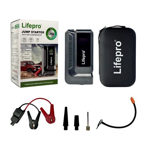 Bộ kích nổ 4 in 1 Lifepro L956 - Bơm lốp xe hơi, sạc di động, đèn LED SOS cho ô tô và xe máy, tiện lợi cho mọi chuyến đi
