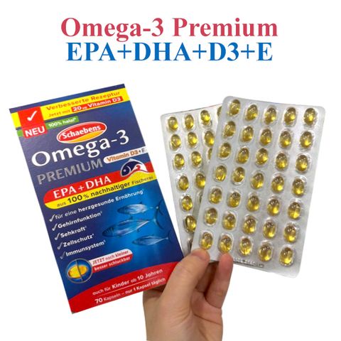 Omega-3 Premium Vitamin D3+E Schaebens Đức 70 viên