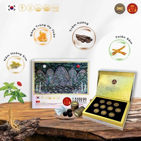 Viên Thiên Sâm Trầm Hương DKG Hàn Quốc - An Cung Hộp 10 Viên Hỗ Trợ Sức Khỏe và Giảm Căng Thẳng, Chính Hãng Nhập Khẩu