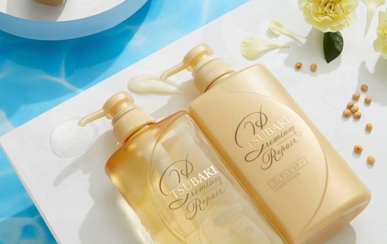 Bộ Dầu Gội Xả Tsubaki Premium Repair 490ml x 2 Màu Vàng