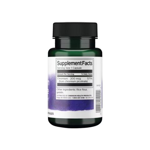 Viên Uống Chromium Picolinate Swanson Nhập Mỹ Hỗ Trợ Đường Huyết Mỡ Máu (Hộp 100 - 200 viên) - YoungFit