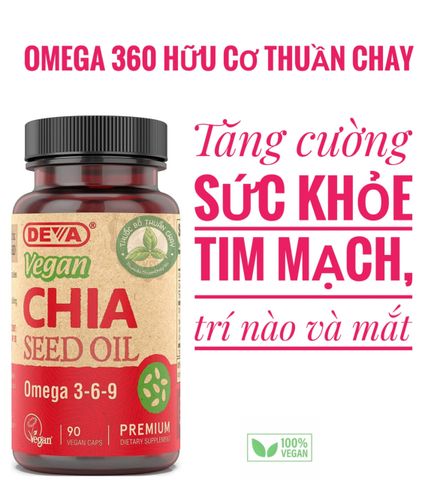 Viên uống Dầu Hạt Chia Deva Nutrition 90 Viên - Omega 3 6 9 Thuần Chay, Không Tinh Chế, Chất Lượng Cao từ Mỹ