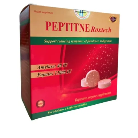 Viên Sủi Tiêu Hóa Peptitne Roxtech 40V - Hỗ Trợ Giảm Đầy Hơi, Chướng Bụng, Khó Tiêu, Bổ Sung Enzyme Tiêu Hóa Vượt Trội