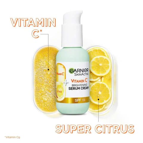 Serum Kết Hợp Kem Dưỡng 2 Trong 1 GARNIER Vitamin C 50ml - Làm Sáng Da, Dưỡng Ẩm 24 Giờ, Phù Hợp Da Nhạy Cảm, Bảo Vệ Da UV