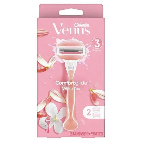 Dao cạo Gillette Venus Comfortglide 3 lưỡi hương trà trắng - Bộ 1 tay cầm 2 đầu thay cho vùng da nhạy cảm