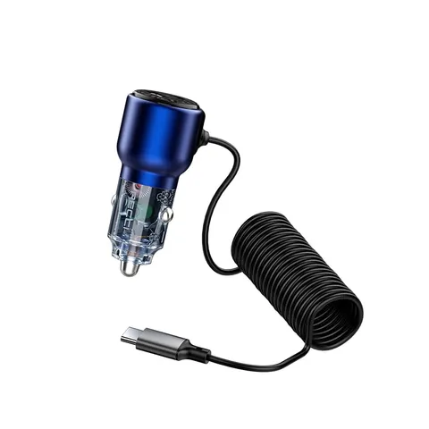 Củ Sạc Nhanh Ô Tô RECCI RCC-N22 - Tích Hợp Dây Type-C PD 65W, 2 Cổng Sạc USB 45W, Thiết Kế Nhỏ Gọn, Sang Trọng, Bảo Hành 1 Đổi 1