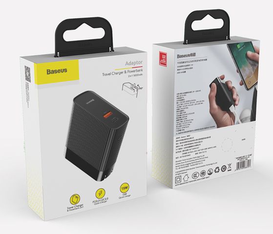 Củ Sạc Nhanh Kiêm Pin Dự Phòng 5000mAh Baseus BS-CHT901 2 Trong 1 - Sạc Điện Thoại, Du Lịch Tiện Lợi, Công Suất 15W