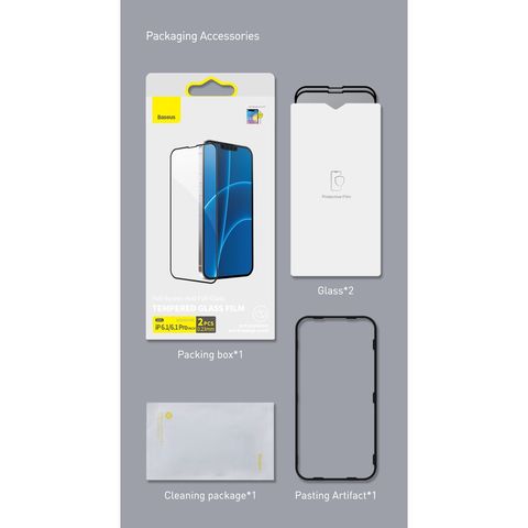 Combo 2 Kính Cường Lực Baseus Full Màn Hình 0.23mm Cho iPhone 13/13 Pro/14 - Bảo Vệ Màn Hình Tối Ưu, Chống Trầy Xước và Va Đập