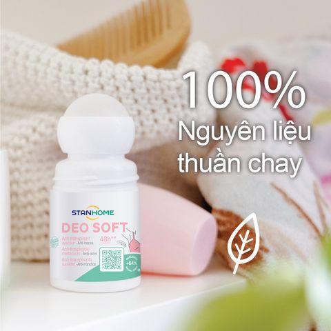 Lăn Khử Mùi Stanhome Deo Soft 50ml cho Trẻ Em - Chống Mồ Hôi Hiệu Quả, Không Cồn, Hương Dịu Nhẹ, Bảo Vệ Da 48h