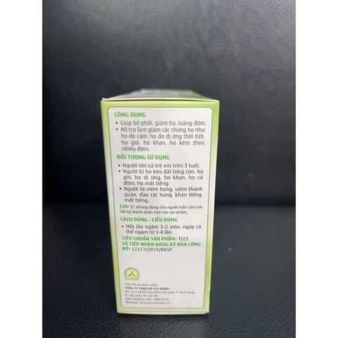 Viên Ngậm Ho Nam Dược 40 Viên - Giảm Ho, Bổ Phổi, Hỗ Trợ Đường Hô Hấp, Tự Nhiên, An Toàn, Dễ Sử Dụng