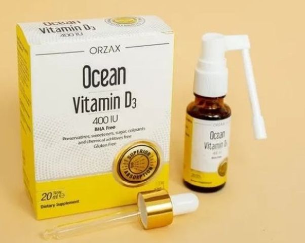 OCEAN Vitamin D3 dạng xịt 20ml - Hỗ trợ phát triển chiều cao, hấp thu canxi, chắc khỏe xương răng cho trẻ em