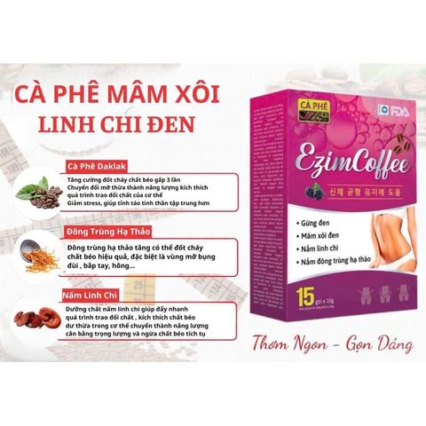 Cà Phê Giảm Cân Đông Trùng Linh Chi Đen - Giúp Đốt Mỡ, Thon Gọn Vóc Dáng Với Gừng Đen, Mâm Xôi Đen - Công Thức Từ Thiên Nhiên Khỏe Mạnh.