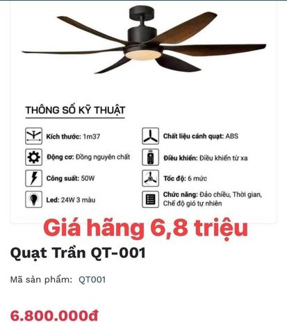 Quạt trần đèn CeilingFanking QT-001 - Thiết kế sang trọng, tiết kiệm điện, điều khiển từ xa, phù hợp mọi không gian và khí hậu Việt Nam