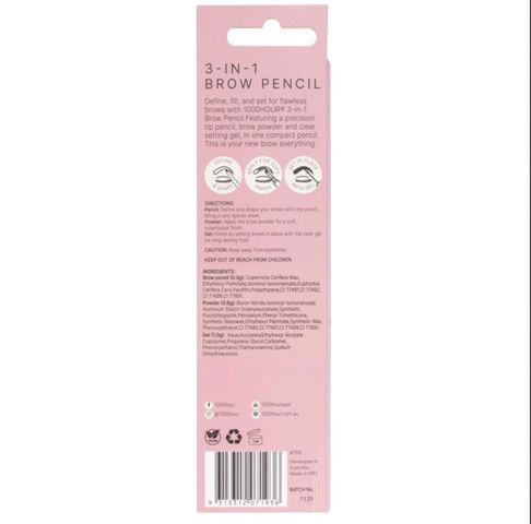 Chì Kẻ Mày 1000 Hour 3 in 1 Brow Pencil Màu Nâu Nhạt Light Brown 2.1g - Dễ Dùng, Tự Nhiên, Hoàn Hảo Cho Khuôn Mặt