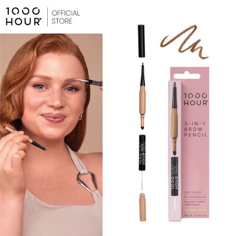 Chì Kẻ Mày 1000 Hour 3 in 1 Brow Pencil Màu Nâu Nhạt Light Brown 2.1g - Dễ Dùng, Tự Nhiên, Hoàn Hảo Cho Khuôn Mặt