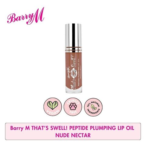 Son căng đầy môi Barry M That's Swell Peptide Plumping Lip Oil Nude Nectar 6.5ml - Dưỡng ẩm, làm đầy môi tự nhiên, phù hợp mọi phong cách trang điểm