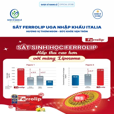 Sắt Bột Ferrolip UGA - Nhập Khẩu Italia, Dạng Tan Ngay Trong Miệng, Bổ Sung Sắt Cho Bà Bầu & Người Thiếu Máu, Hộp 20 Gói