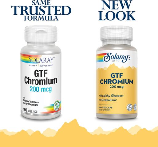 Viên Uống Chromium GTF Solaray 200mcg Nhập Mỹ Hỗ Trợ Người Tiểu Đường Tăng Cường Sức Khỏe (Hộp 100 viên) - YoungFit
