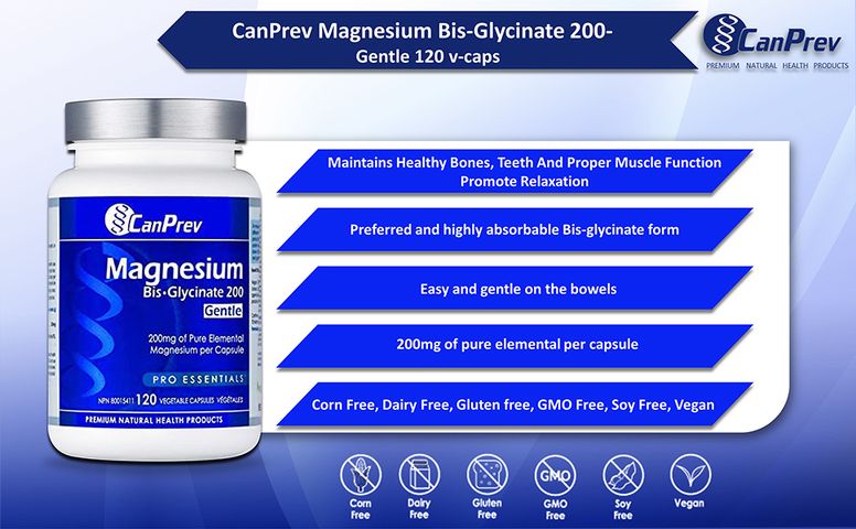 Viên uống Magnesium Bisglycinate CanPrev - Tăng Cường Trí Nhớ, Giảm Căng Thẳng, Hỗ Trợ Sức Khỏe Cơ Bắp (Hộp 120-240 viên)