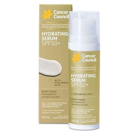 Serum Chống Nắng Dưỡng Ẩm Cancer Council Face Day Wear SPF50+ 50ml - Dưỡng Ẩm, Bảo Vệ Da, Thấm Nhanh, Không Bóng, Dùng Lót Trang Điểm