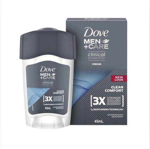Lăn khử mùi Dove cho Nam - Chống Mồ Hôi Hiệu Quả, Dưỡng Ẩm Da, Clean Comfort 45ml - Bảo Vệ 48 Giờ