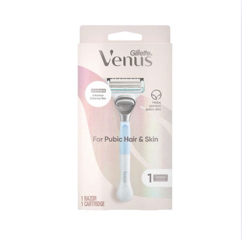 Dao cạo bikini Gillette Venus - Bộ lưỡi dao cạo nhạy cảm 1 cán 2 đầu thay thế, an toàn cho làn da mỏng manh.