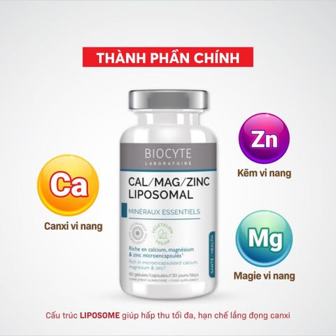 [Nhập Khẩu] Viên Uống Bổ Sung Canxi – Magie – Kẽm Liposomal - Biocyte