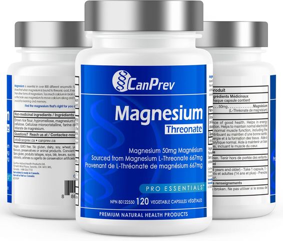 Viên Uống Magnesium L-Threonate CanPrev 120 viên - Hỗ Trợ Tăng Cường Nhận Thức, Giảm Căng Thẳng, Từ Canada