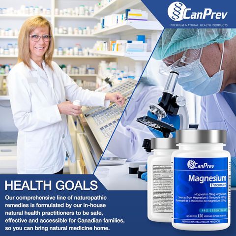 Viên Uống Magnesium L-Threonate CanPrev 120 viên - Hỗ Trợ Tăng Cường Nhận Thức, Giảm Căng Thẳng, Từ Canada