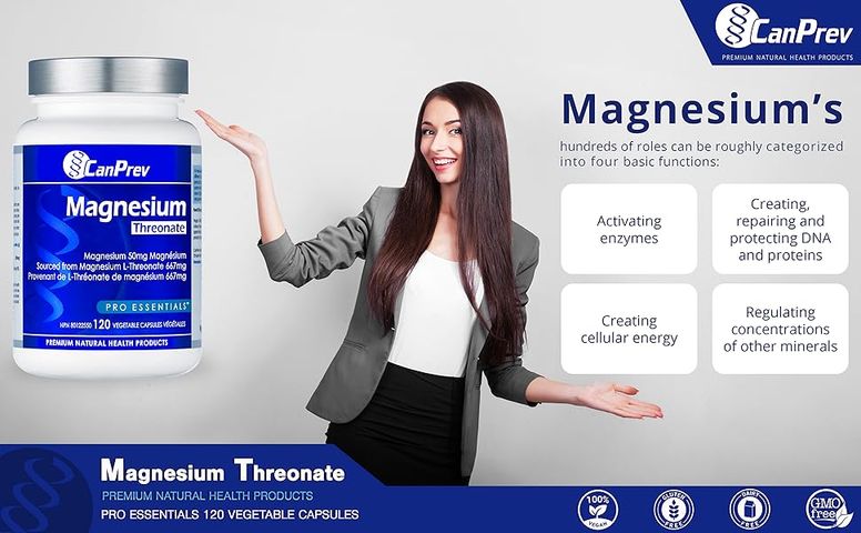 Viên Uống Magnesium L-Threonate CanPrev 120 viên - Hỗ Trợ Tăng Cường Nhận Thức, Giảm Căng Thẳng, Từ Canada