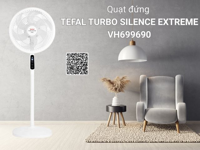Quạt Đứng Tefal Turbo Silence Extreme VH699690 - 60W, 26 Tốc Độ, Điều Khiển Từ Xa, 5 Chế Độ Thông Minh, An Toàn Cho Trẻ Em
