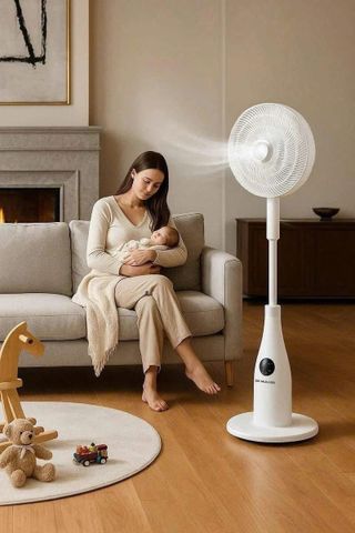 Quạt Cây Phun Sương Tạo Ẩm DE MULLER - 2 trong 1, Động Cơ DC Tiết Kiệm Điện, 7 Tốc Độ, Remote Điều Khiển, Phù Hợp Phòng Lớn