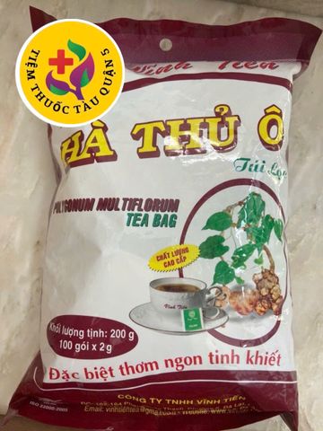 Trà Hà Thủ Ô Vĩnh Tiến 100 túi lọc - Trà thảo mộc bổ huyết, làm đen tóc, sức khỏe gân cốt, giải khát tự nhiên Việt Nam