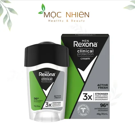 Sáp Khử Mùi Rexona Clinical Protection Cream Active Fresh 48g - Bảo Vệ Độc Đáo, Chống Ẩm Gấp 3 Lần, Dễ Dàng Sử Dụng