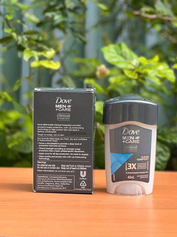 Lăn Khử Mùi Dove for Men Clinical Protection 45ml - Deodorant Chống Mồ Hôi 48 Giờ, Dưỡng Ẩm Da, Thoải Mái, Không Kích Ứng